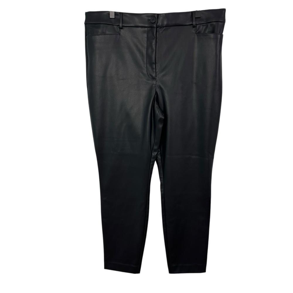 Loft Ladies Faux Leather Black Pants Size 16 New With Tags Zipper Fly